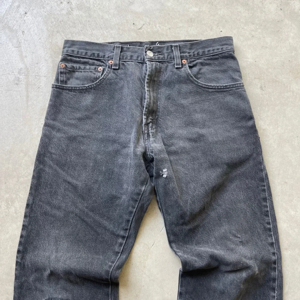 Vintage Levis 517 Mens Faded Black Distressed Bootcut Jeans 30x30 Denim Pants